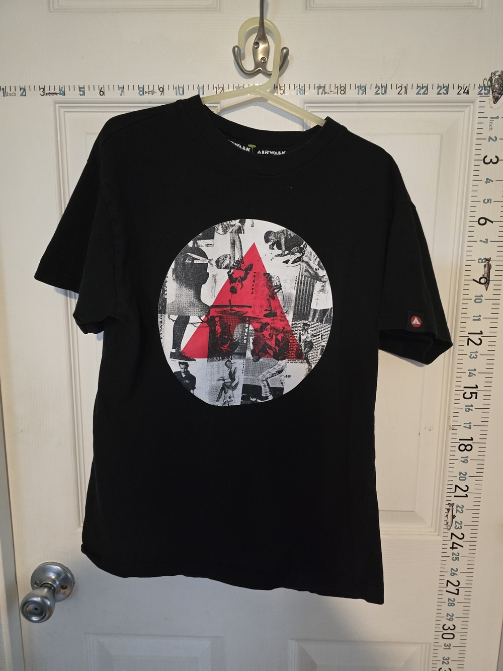 Airwalk Black Short Sleeve Tee with Red Triangle Graphic